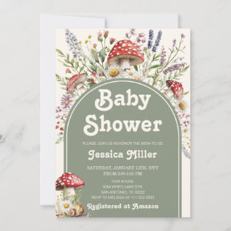 Niedliche Pilz-Aquarell-Einladung zur Babyparty Einladung
