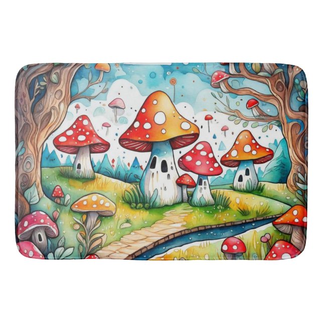 Niedliche Pilze Blätter Hütte Kerndesign Badematte (Vorderseite)