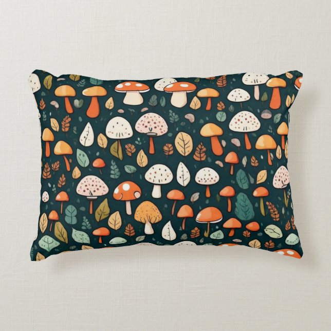 Niedliche Pilze Blätter Hütte Kerndesign Dekokissen (Vorderseite)