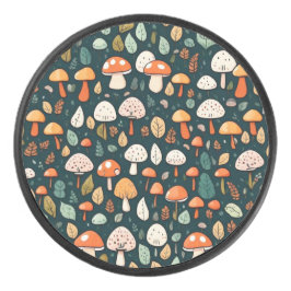 Niedliche Pilze Blätter Hütte Kerndesign Eishockey Puck