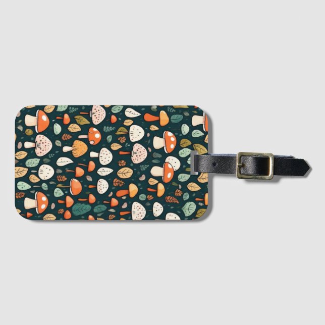 Niedliche Pilze Blätter Hütte Kerndesign Gepäckanhänger (Vorderseite (Horizontal))