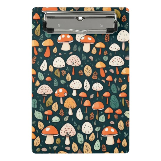 Niedliche Pilze Blätter Hütte Kerndesign Mini Klemmbrett (Vorderseite)