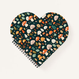 Niedliche Pilze Blätter Hütte Kerndesign Notizbuch