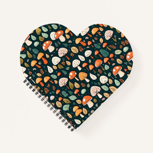 Niedliche Pilze Blätter Hütte Kerndesign Notizbuch (Vorderseite)