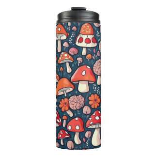 Niedliche Pilze Blätter Hütte Kerndesign Thermosbecher