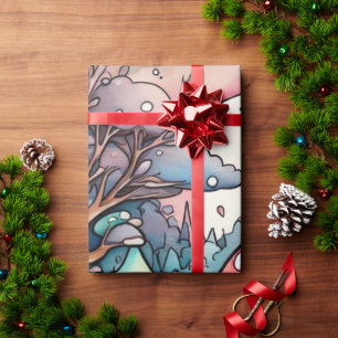 Niedliche Pilze Hütte Kernmuster Wrapping Papier Geschenkpapier