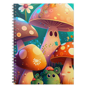 Niedliche Pilze im Spiral-Notebook Notizblock