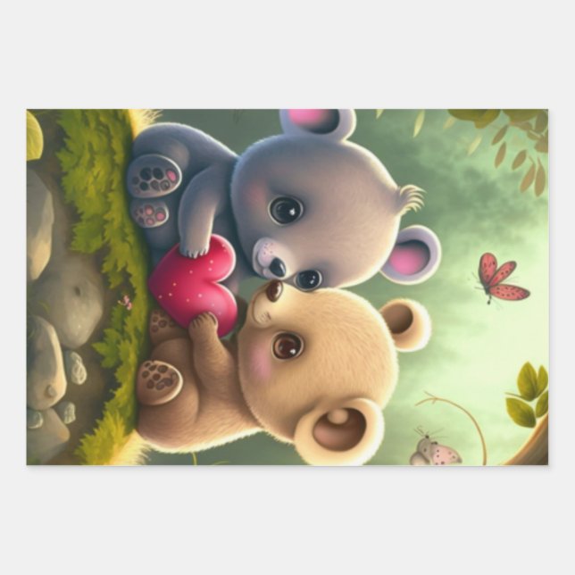 Niedliche Pilze im Wald Geschenkpapier Set (Vorderseite)