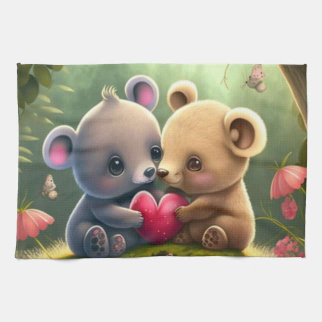 Niedliche Pilze im Wald Geschirrtuch (Horizontal)