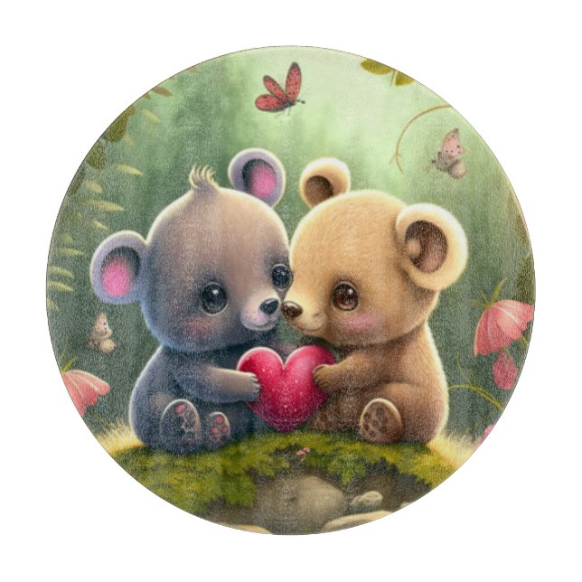 Niedliche Pilze im Wald Schneidebrett (Vorderseite)