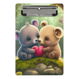 Niedliche Pilze in der Waldwand Mini Klemmbrett