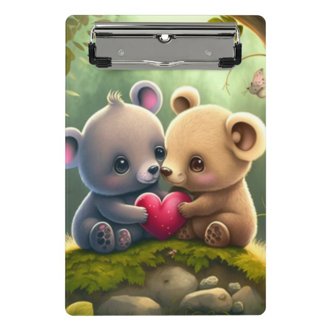 Niedliche Pilze in der Waldwand Mini Klemmbrett (Vorderseite)