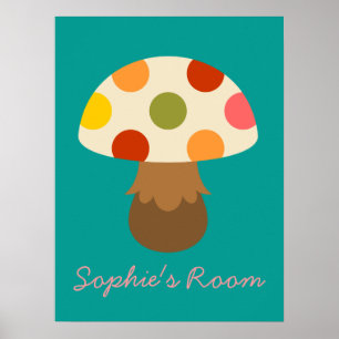 Niedliche Pilze Mädchen's Zimmer Design Plakat
