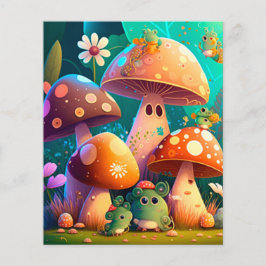 Niedliche Pilze und Blume Bugs Grünbuch