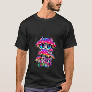 Niedliche Pilzkatze Psychedelic Festival V Neck T-Shirt