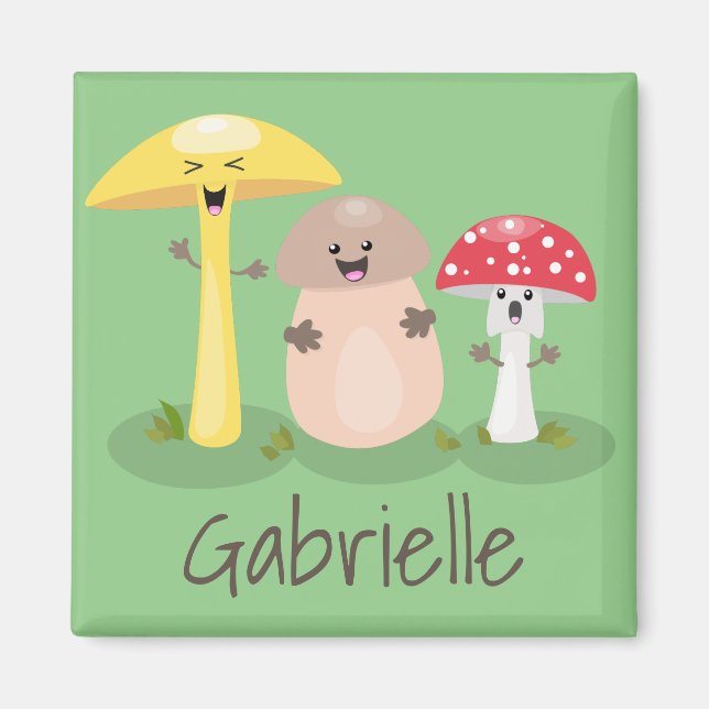 Niedliche Pilzpilze und Toadstools Cartoon Magnet (Vorne)
