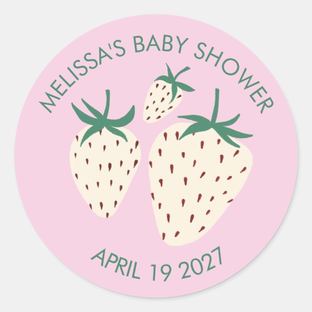 Niedliche Pineberry BABY SHOWER Custom Strawberry Runder Aufkleber (Vorderseite)