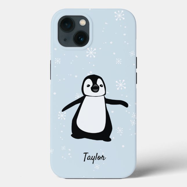 Niedliche Pinguin-Abbildung Blue Snow Individuelle Case-Mate iPhone Hülle (Rückseite)