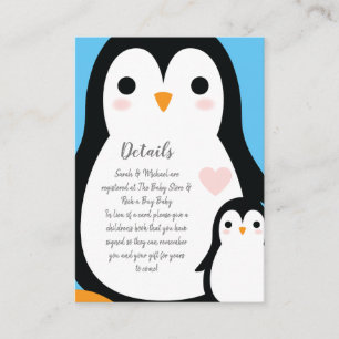 Niedliche Pinguin Baby Dusche Blue Boy Begleitkarte