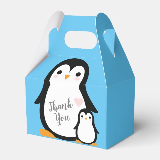 Niedliche Pinguin Baby Dusche Blue Boy Geschenkschachtel (Vorderseite)