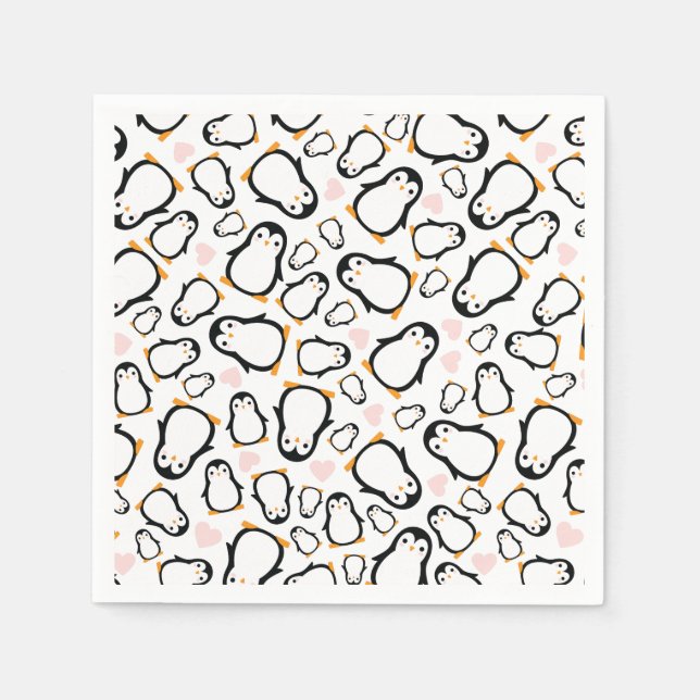 Niedliche Pinguin Baby Dusche Blue Boy Serviette (Vorderseite)