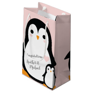 Niedliche Pinguin Baby Dusche Pink Girl Kleine Geschenktüte