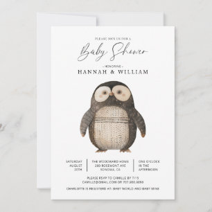 Niedliche Pinguin-Babydusche Einladung