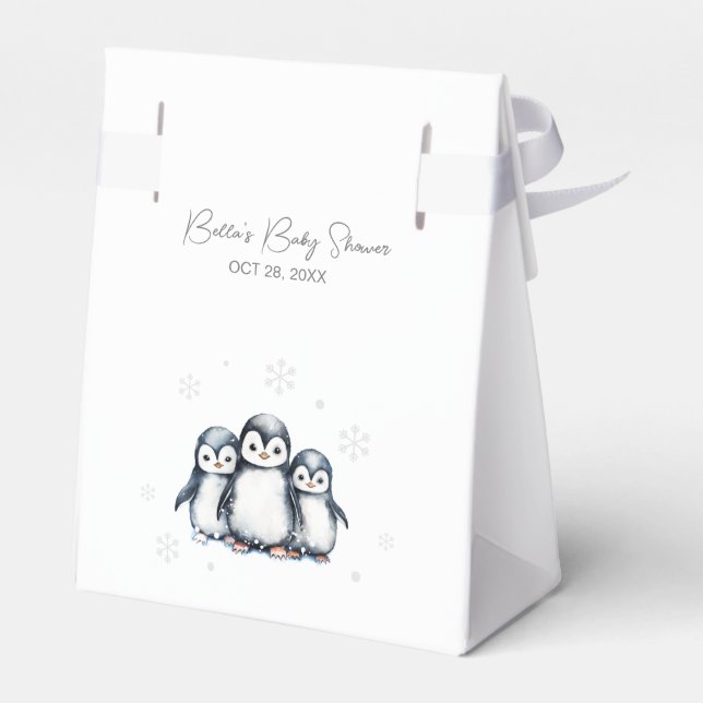 Niedliche Pinguin-Babydusche Geschenkschachtel (Rückseite)