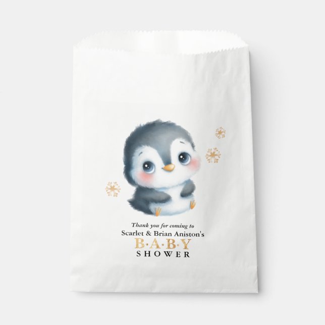 Niedliche Pinguin-Babydusche Geschenktütchen (Vorderseite)