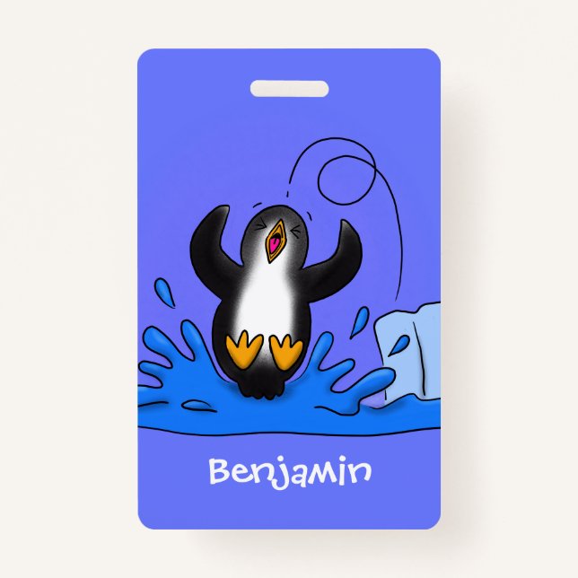 Niedliche Pinguin-Cartoon-Illustration Ausweis (Vorderseite)