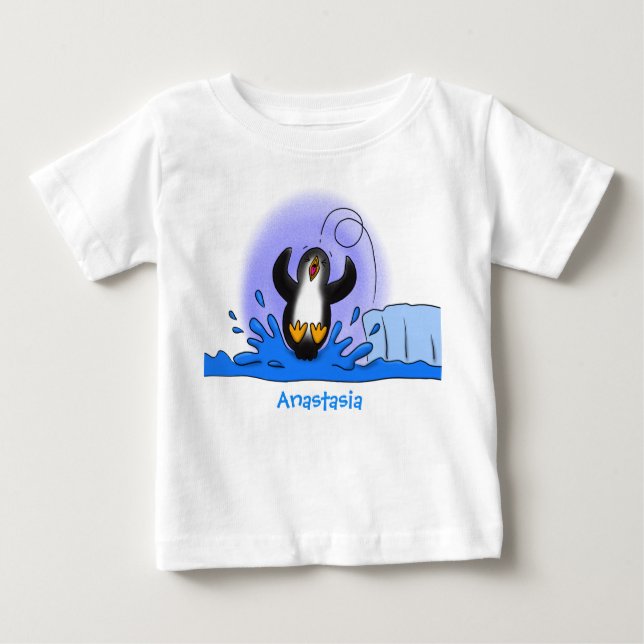 Niedliche Pinguin-Cartoon-Illustration Baby T-shirt (Vorderseite)
