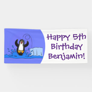 Niedliche Pinguin-Cartoon-Illustration Banner