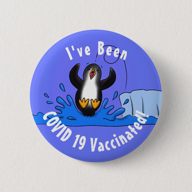 Niedliche Pinguin-Cartoon-Illustration Button (Vorderseite)