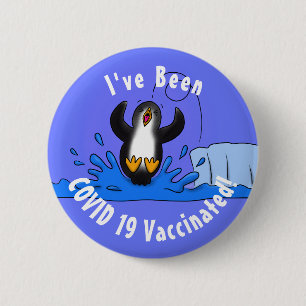 Niedliche Pinguin-Cartoon-Illustration Button