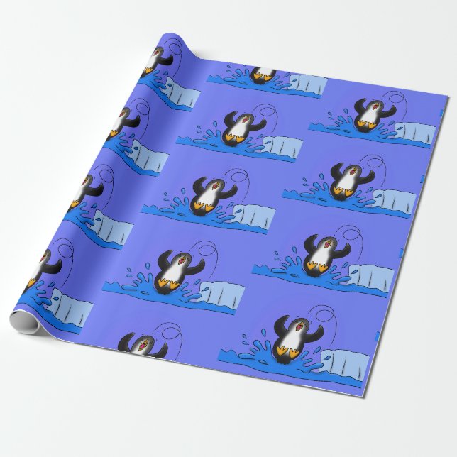Niedliche Pinguin-Cartoon-Illustration Geschenkpapier (Ungerollt)