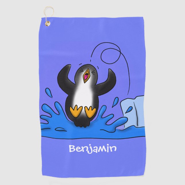 Niedliche Pinguin-Cartoon-Illustration Golfhandtuch (Vorderseite)
