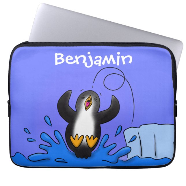 Niedliche Pinguin-Cartoon-Illustration Laptopschutzhülle (Vorderseite)