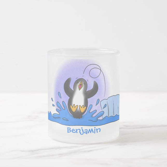 Niedliche Pinguin-Cartoon-Illustration Mattglastasse (Mittel)