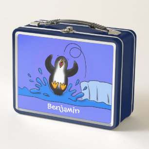 Niedliche Pinguin-Cartoon-Illustration Metall Brotdose