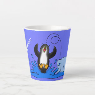 Niedliche Pinguin-Cartoon-Illustration Milchtasse