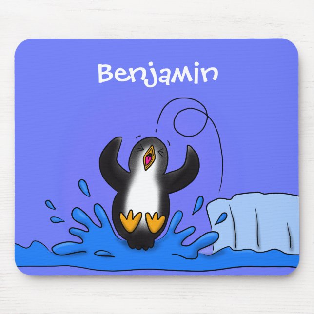 Niedliche Pinguin-Cartoon-Illustration Mousepad (Vorne)