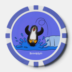 Niedliche Pinguin-Cartoon-Illustration Pokerchips