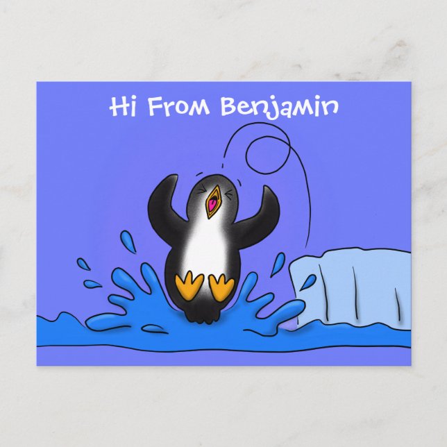 Niedliche Pinguin-Cartoon-Illustration Postkarte (Vorderseite)