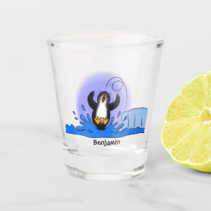 Niedliche Pinguin-Cartoon-Illustration Schnapsglas
