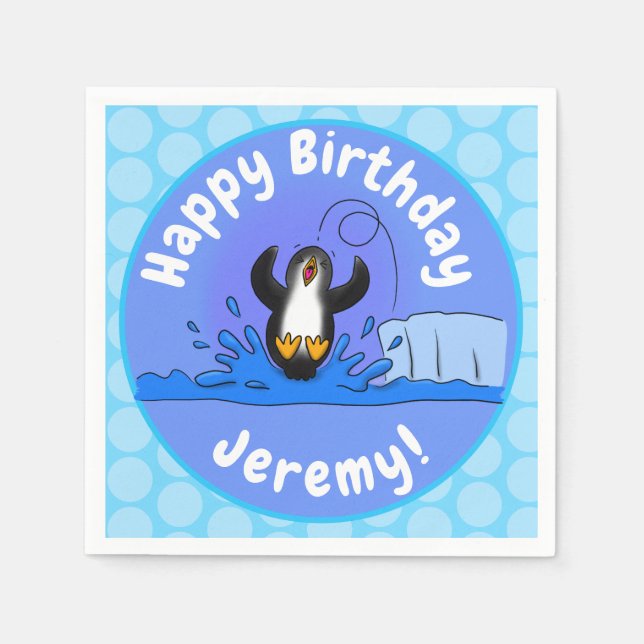 Niedliche Pinguin-Cartoon-Illustration Serviette (Vorderseite)