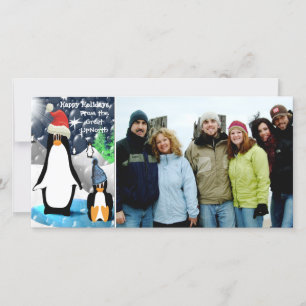 Niedliche Pinguin-Familienfotokarte für einen schö Feiertagskarte