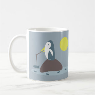 Niedliche Pinguin-Fischerei-Illustration Kaffeetasse