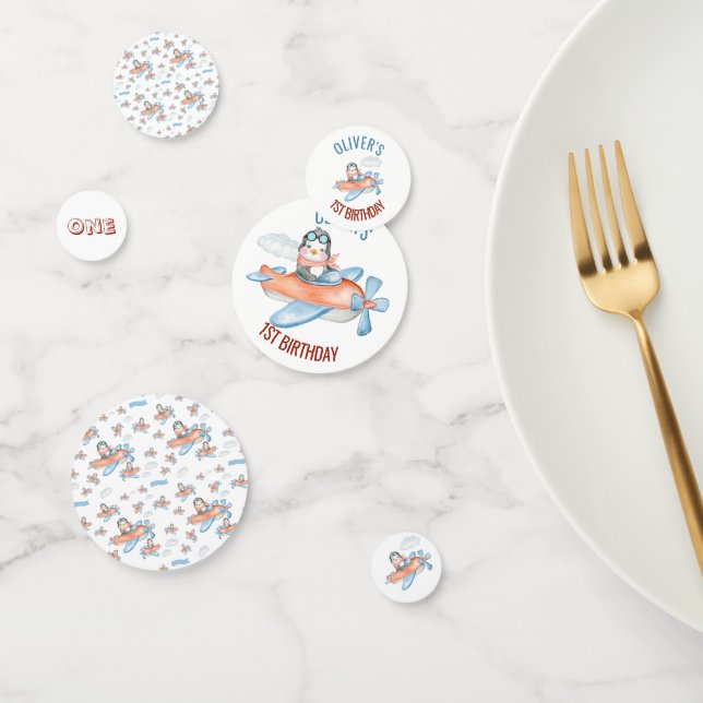 Niedliche Pinguin Flugzeug Personalisiert Confetti Konfetti (Gruppe)