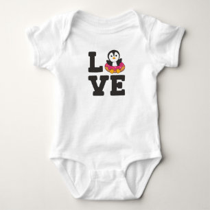Niedliche Pinguin Funny Animes in Donut Pink Baby Strampler