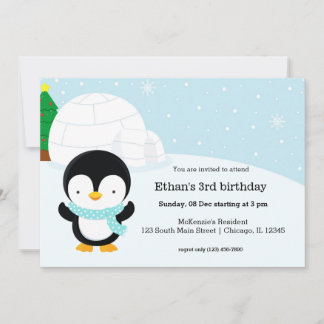 Niedliche Pinguin-Geburtstagsparty Einladung